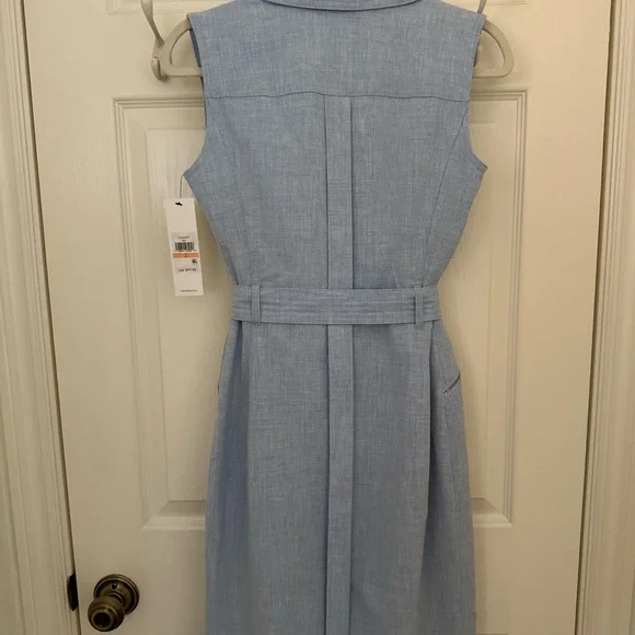 Calvin Klein Light Blue Belted Midi Dress - Picture 4 of 4